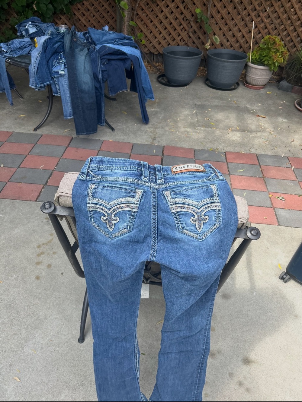 Rock Revival Blue Embroidered Back Pocket Bootcut Jeans